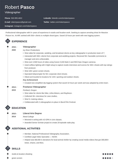 shooter resume examples|Videographer Resume Template & Guide (20.